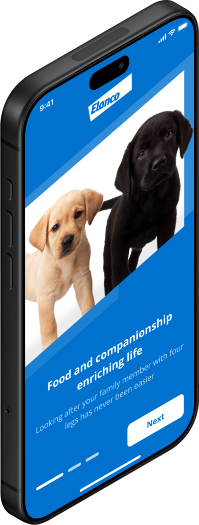 Elanco pet care app onboarding screen
