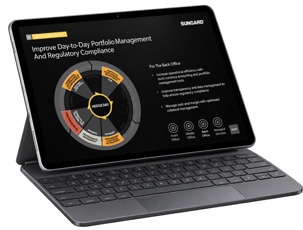 Sungard Financial sales app on an iPad, built for enterprise financial services sales
