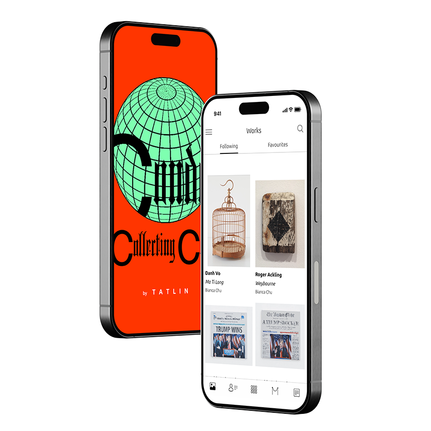 Dual smartphones displaying an art app and a vibrant design.