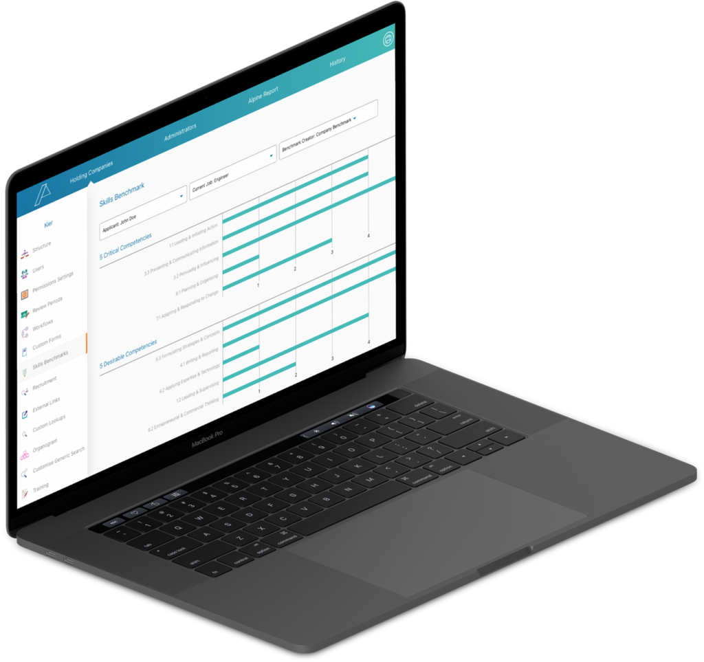 Alpine talent management platform on a laptop, built to improve employee experience and retention