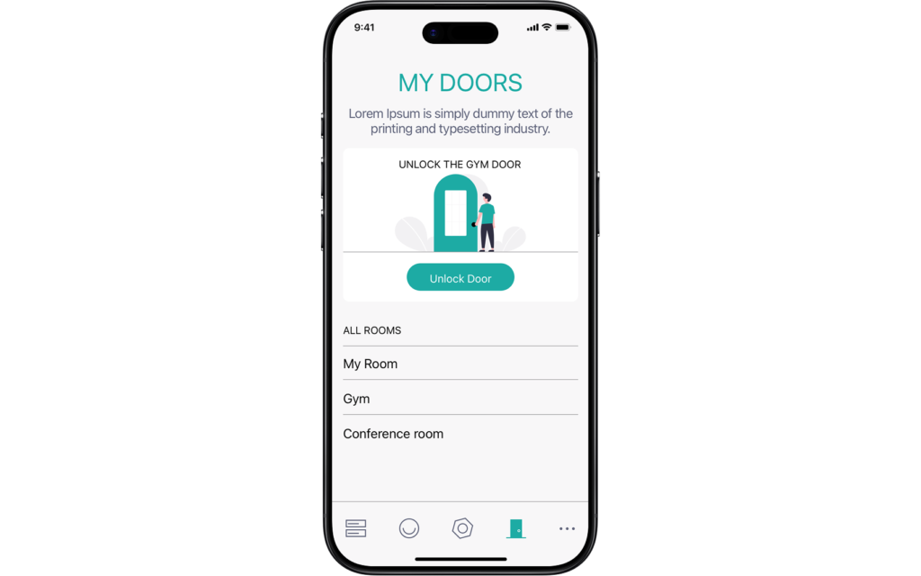 Scape app door-unlocking screen for student residents