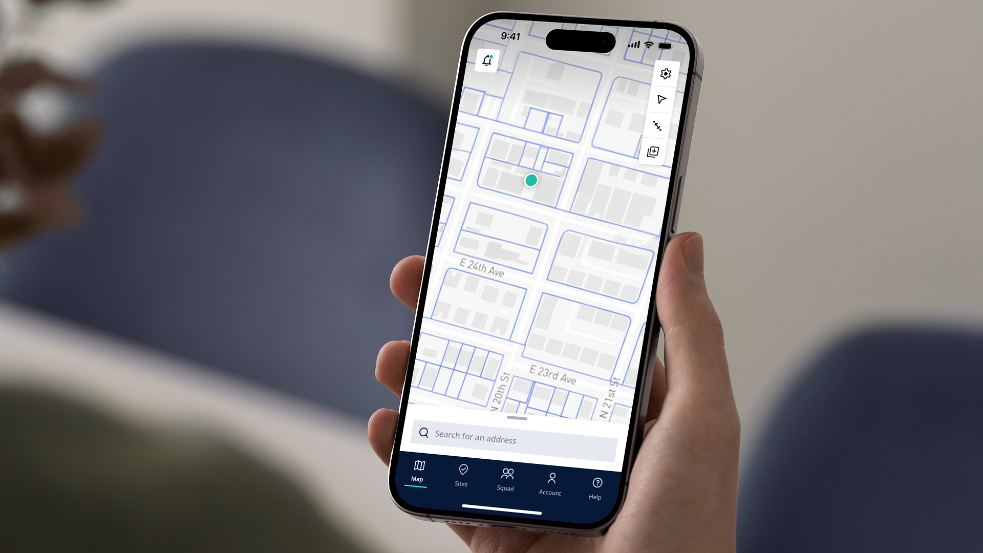 Indoor floor-plan map app on a phone, an example of data and analytics in a mobile product