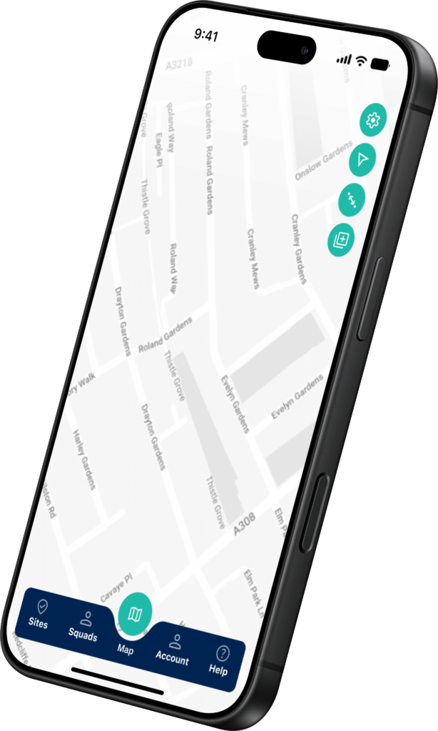 LandTech app site map screen for streamlined site discovery