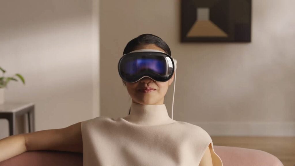 Person wearing an Apple Vision Pro headset for National Coding Week