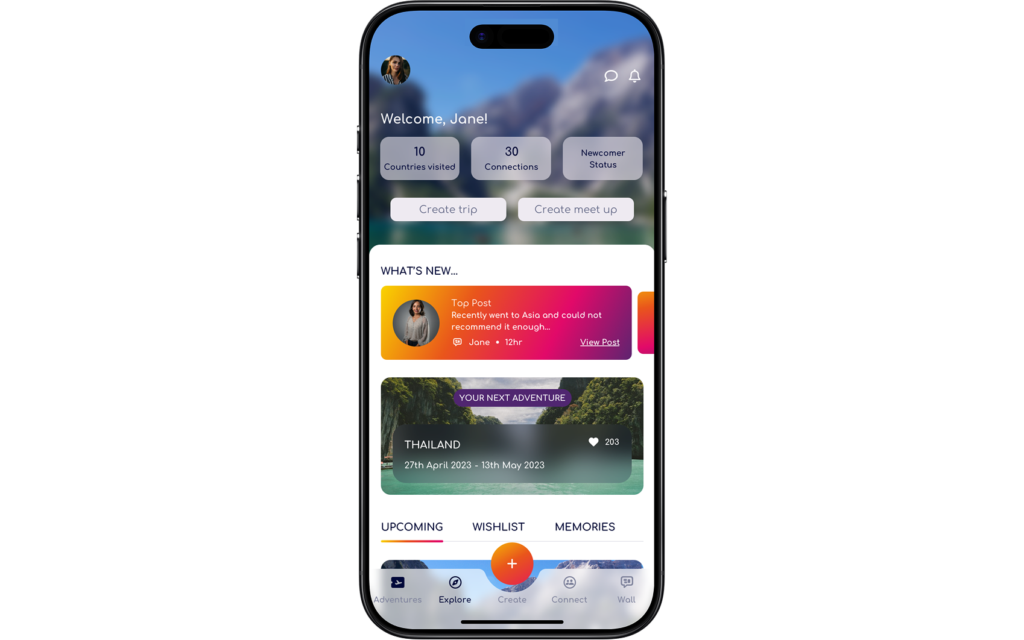 TravelHers app trip dashboard for its community of women travellers