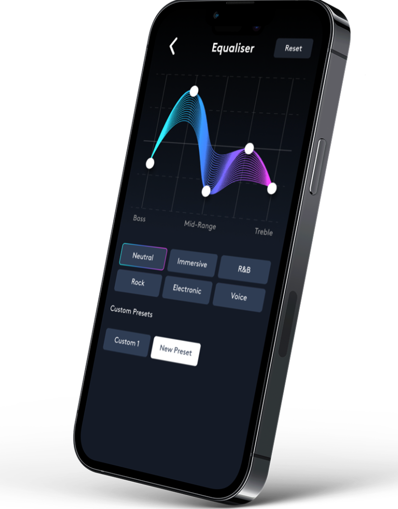 Cambridge Audio app equaliser screen for its connected audio experience