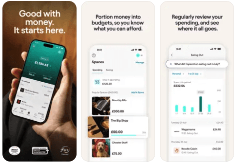 Starling Bank app screenshots showing budgeting, a challenger bank lesson for finance