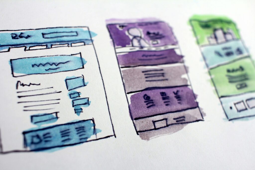 Hand-drawn website wireframes for building better products with AI