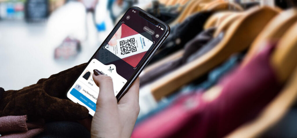 JusTapIt app QR code in a clothing store, an example of AI in retail user experience