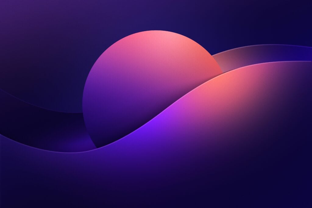 Abstract purple and orange wave graphic for When Bold Design Meets Reality