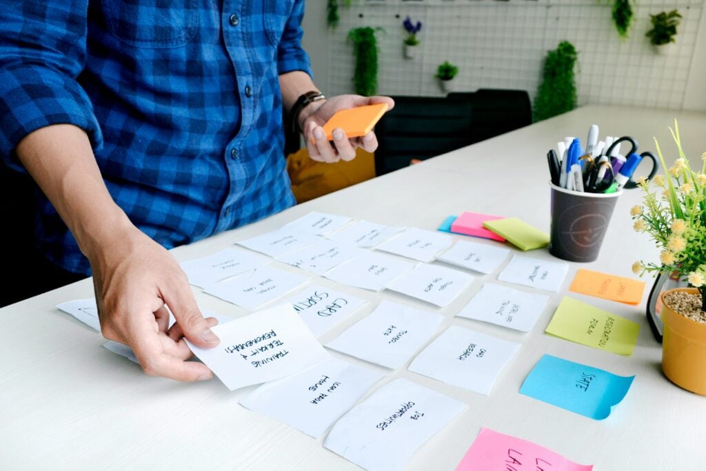 Sticky notes in a design planning session, where most digital waste gets locked in
